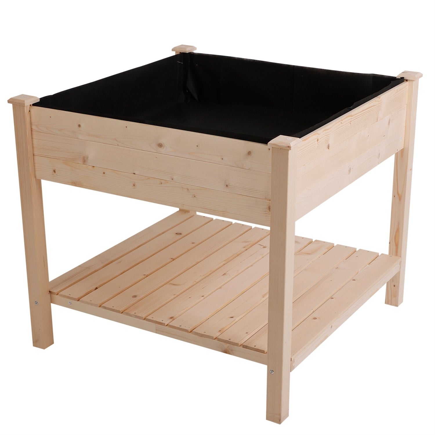 Fast Furnishings FarmHome Square Fir Wooden Raised Garden Planter Box