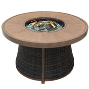 Direct Wicker Aluminum Round Propane Fire Pit Table with Hidden Fuel Tank