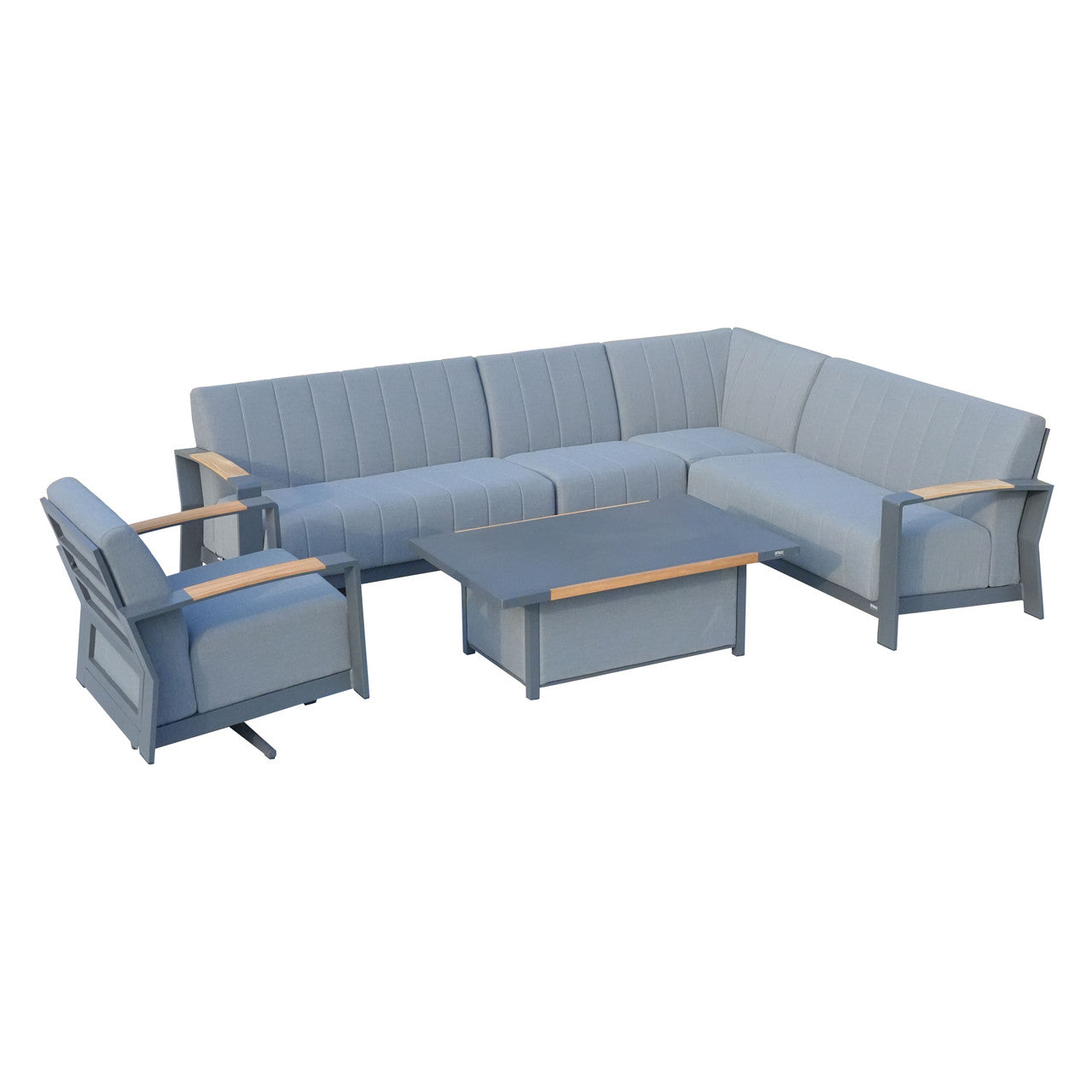 Direct Wicker Dark Gray Patio Seating Sofa Set with Aluminum Table and Cushions