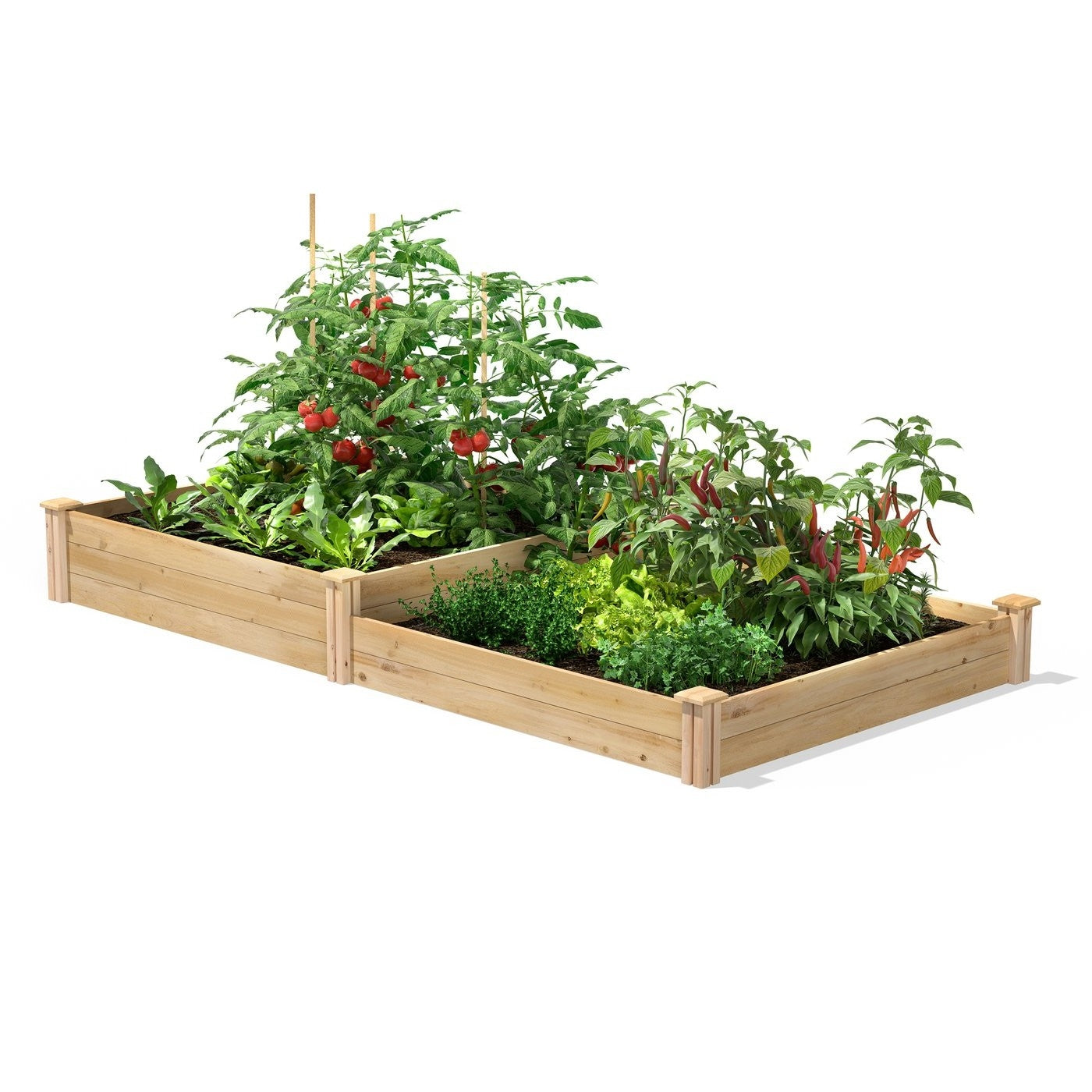 Fast Furnishings 4 ft x 8 ft Cedar Wood 2 Tier Raised Garden Bed - Made in USA