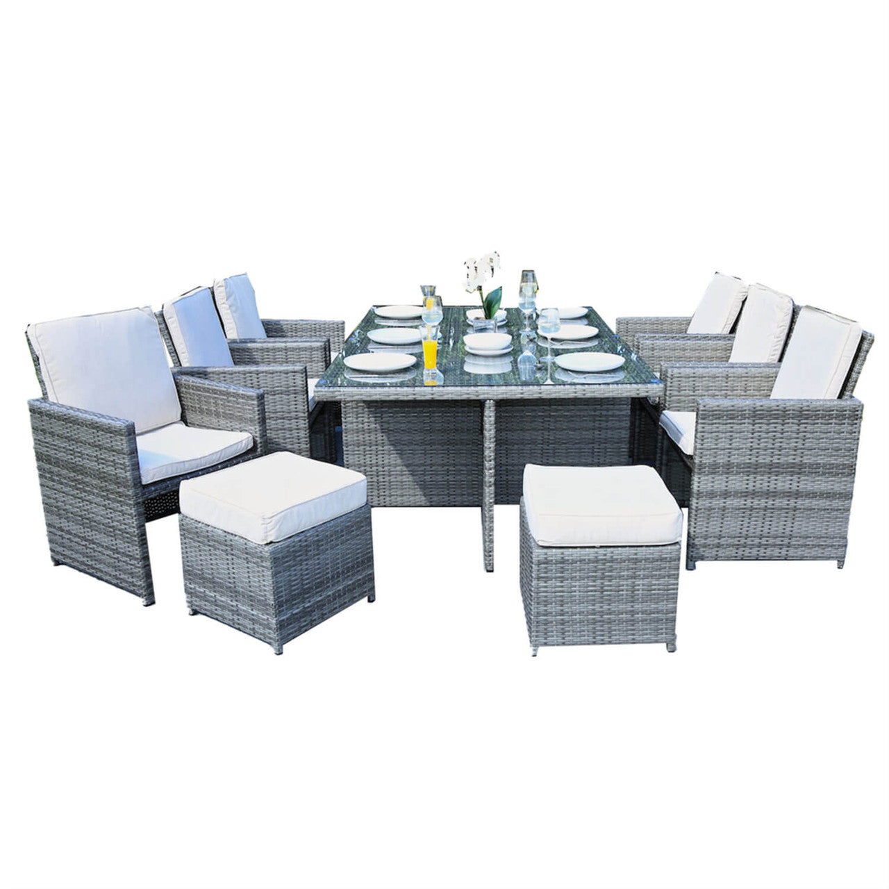 Direct Wicker's Patio Dining Set with 6 Seats, Rectangular Table, and Chairs - PAD-3234