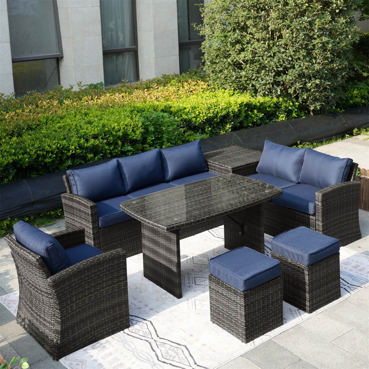 Direct Wicker's 8 Seats Outdoor Conversation Set - Patio Sofa Set PAF-1403B