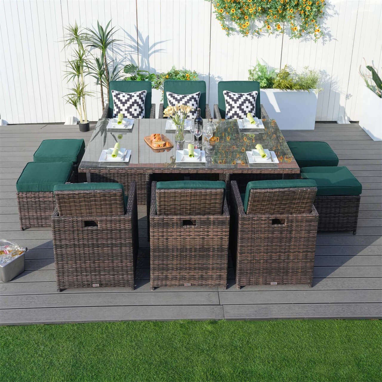 Direct Wicker's Patio Dining Set with 6 Seats, Rectangular Table, and Chairs - PAD-3234