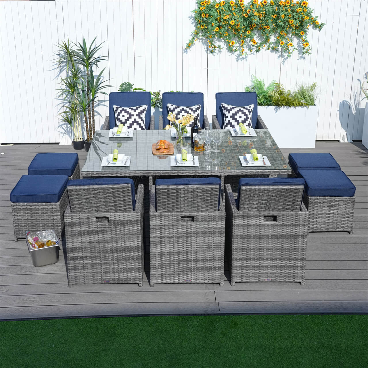 Direct Wicker's Patio Dining Set with 6 Seats, Rectangular Table, and Chairs - PAD-3234