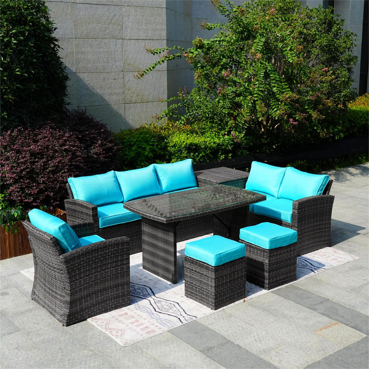 Direct Wicker's 8 Seats Outdoor Conversation Set - Patio Sofa Set PAF-1403B