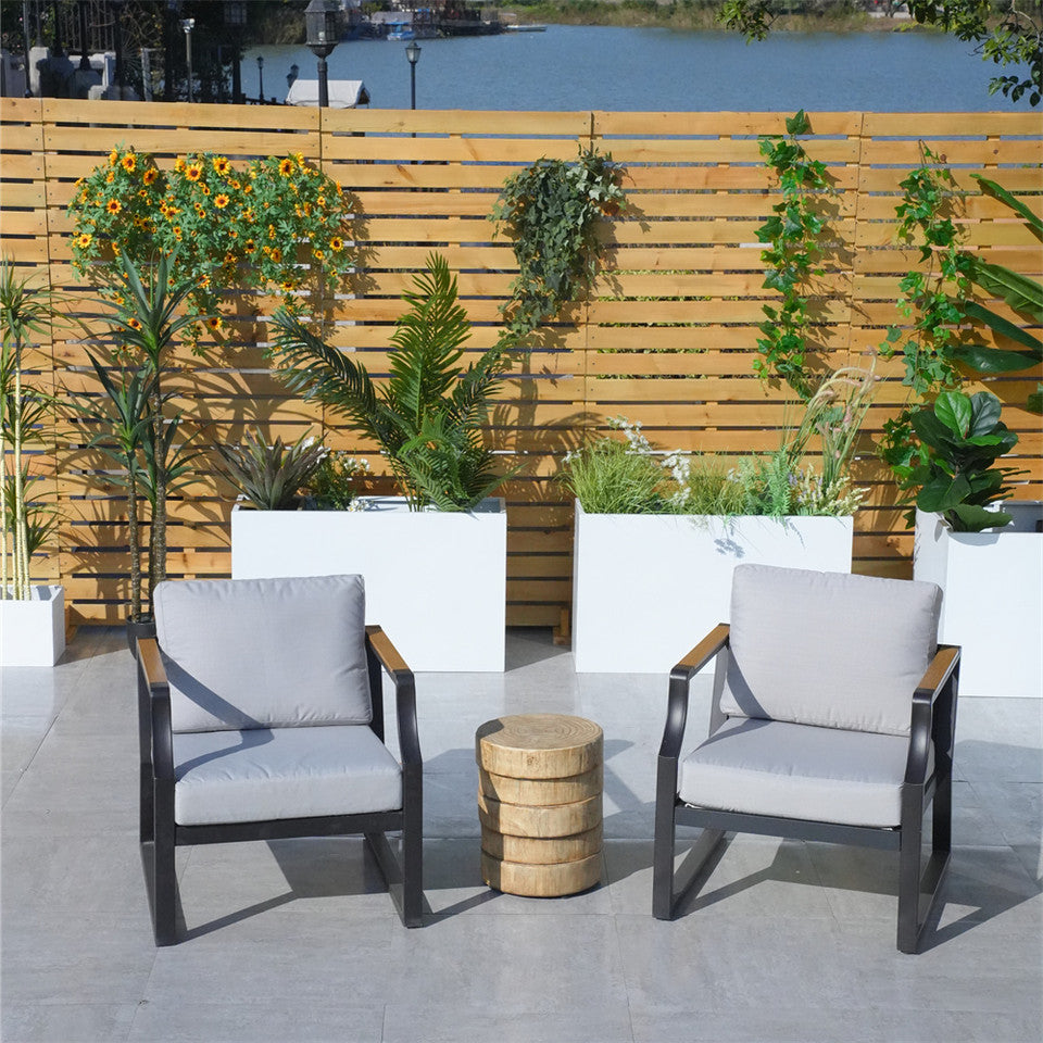 Direct Wicker Patio 2-Pieces Chairs with Side Table for Garden