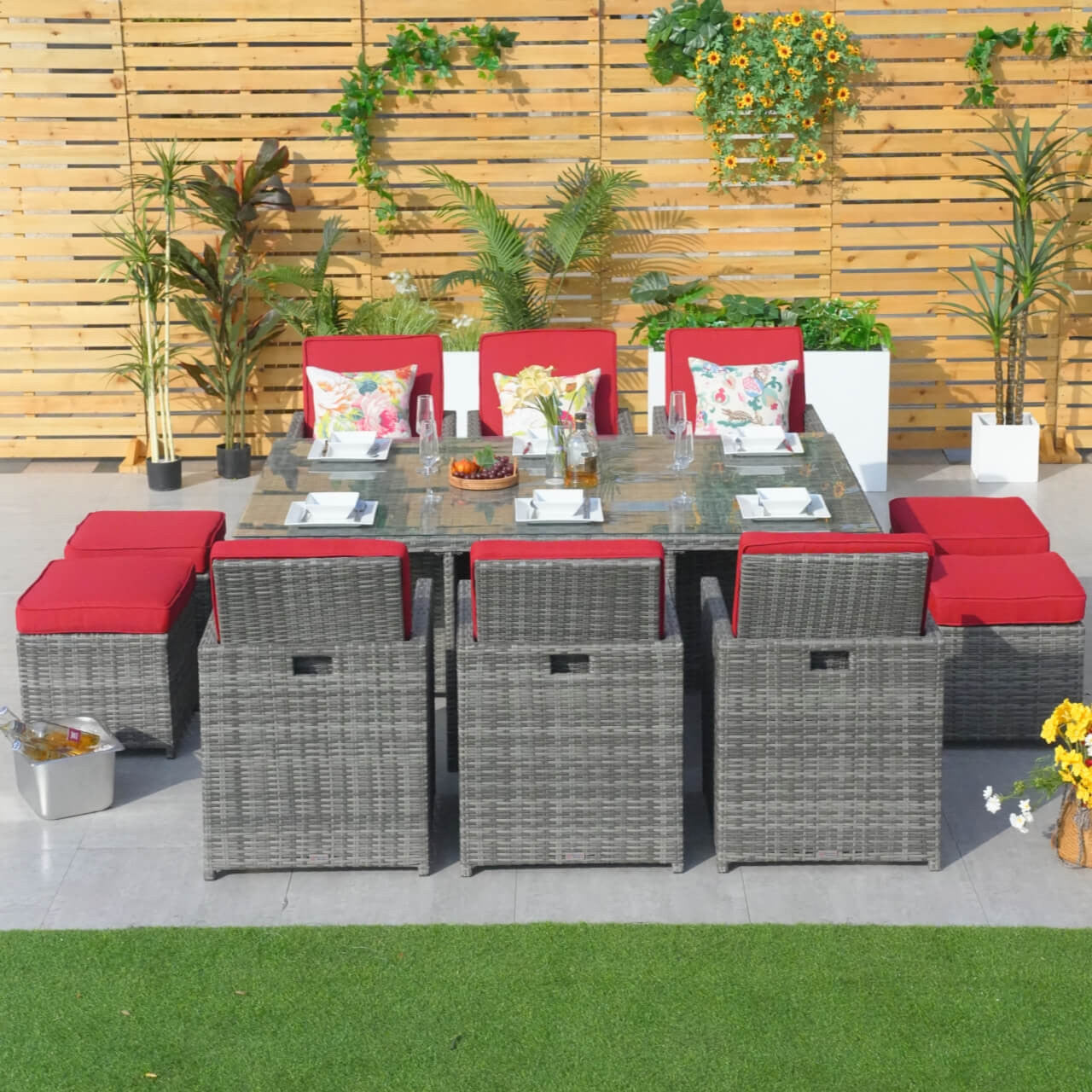 Direct Wicker's Patio Dining Set with 6 Seats, Rectangular Table, and Chairs - PAD-3234