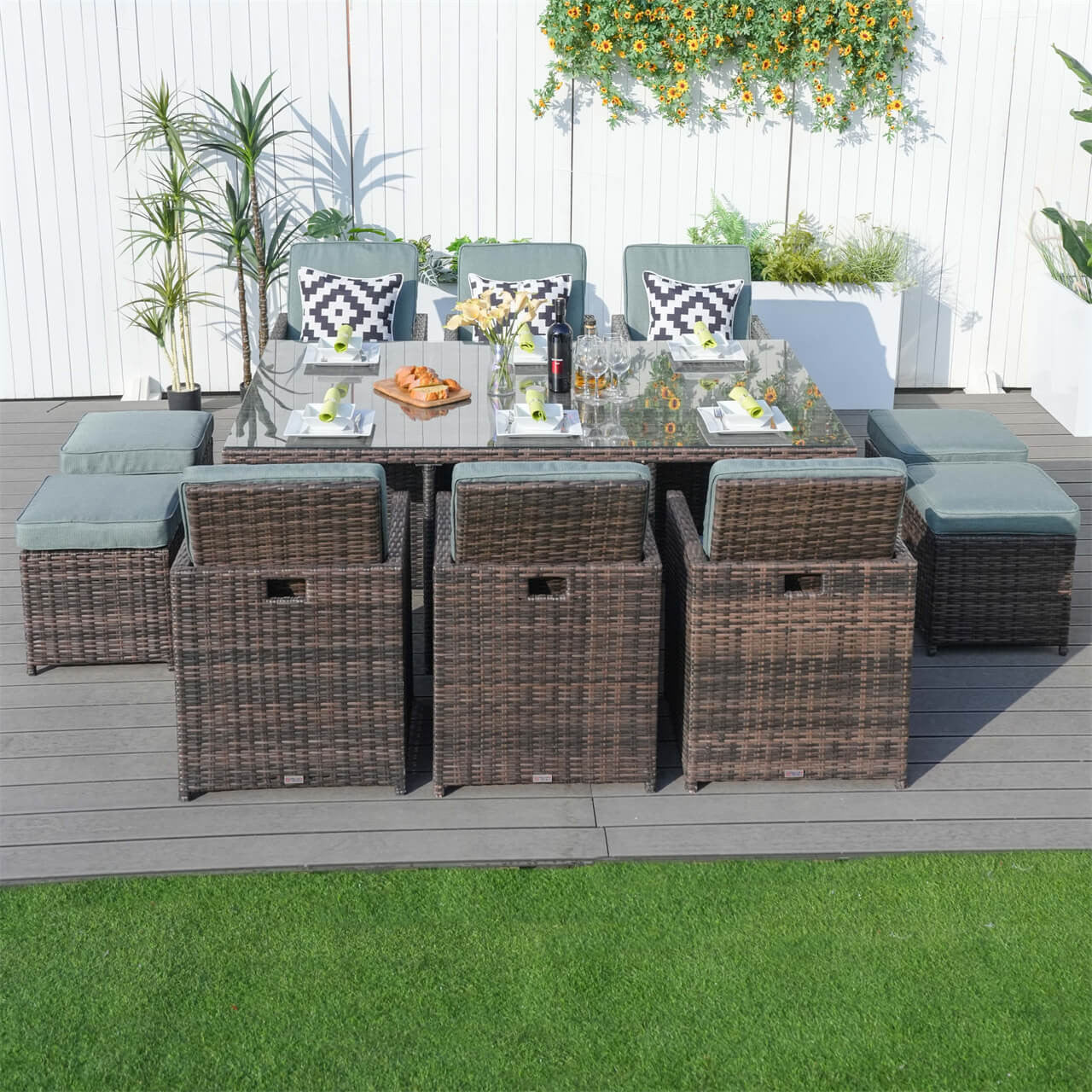 Direct Wicker's Patio Dining Set with 6 Seats, Rectangular Table, and Chairs - PAD-3234