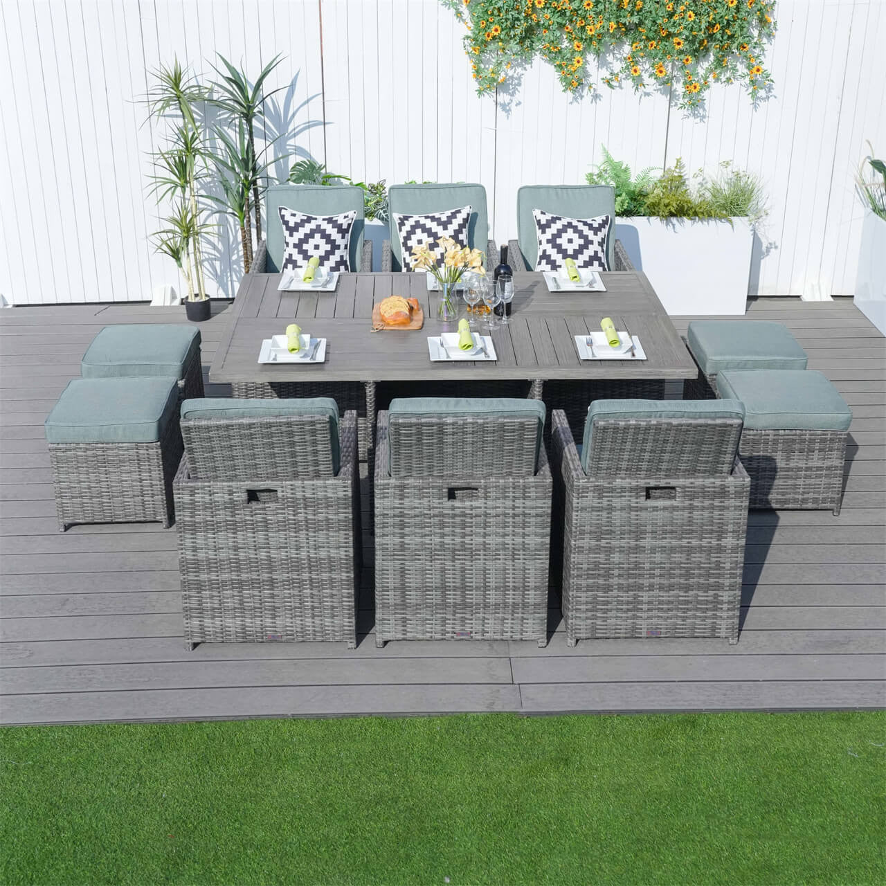 Direct Wicker's Patio Dining Set with 6 Seats, Rectangular Table, and Chairs - PAD-3234