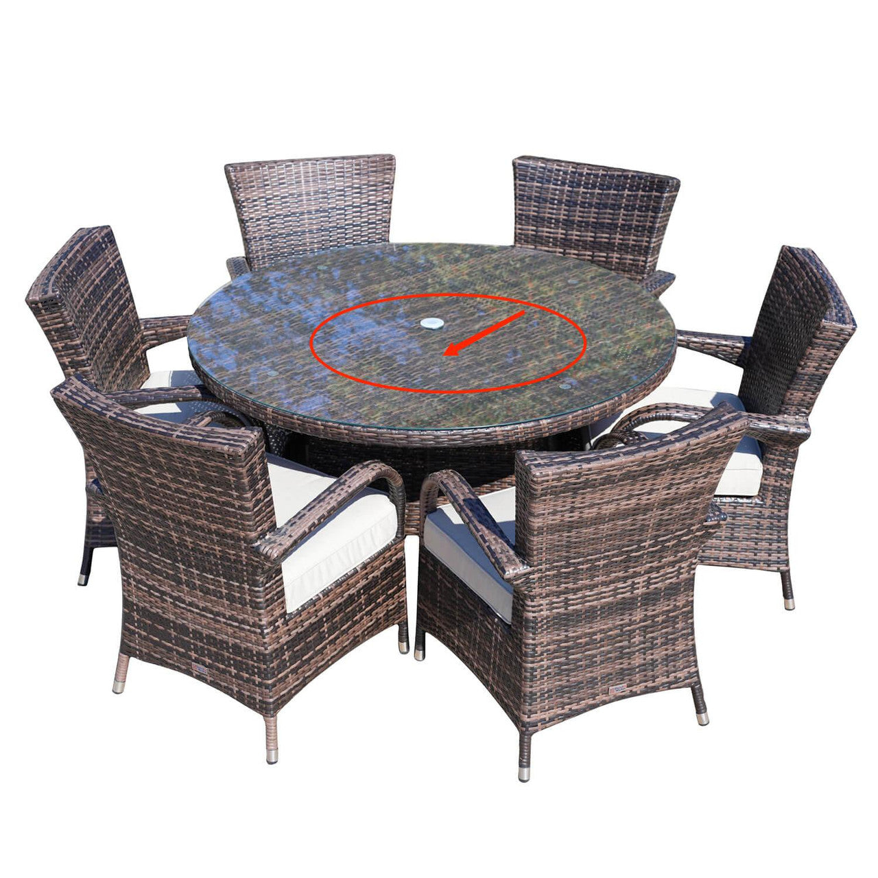 Direct Wicker Dining Table for 6 Round Table in Brown or Gray