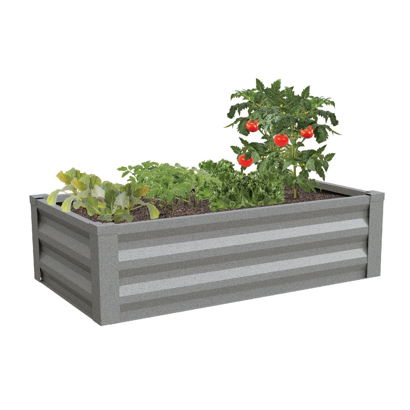 Fast Furnishings Gray Powder Coated Metal Raised Garden Bed Planter Made In USA