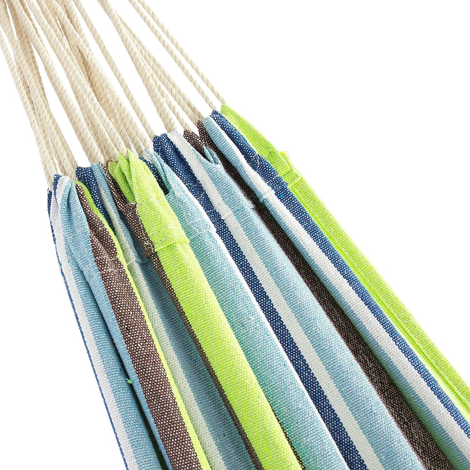 Fast Furnishings Portable Blue Green Stripe Cotton Hammock with Metal Stand and Carry Case