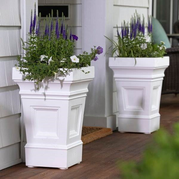 Fast Furnishings Set of 2 - 24 inch High Self Watering Planter Box in White Plastic Resin