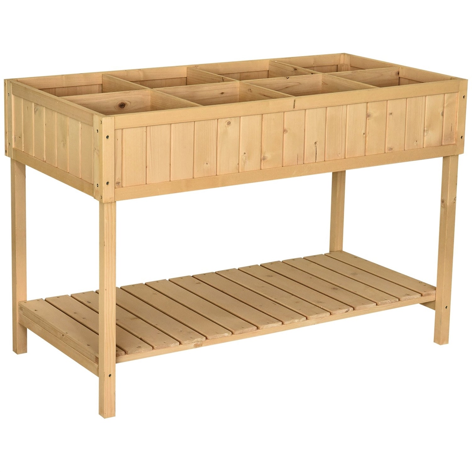 Fast Furnishings FarmHome 8 Grid Fir Wooden Raised Garden Planter Box