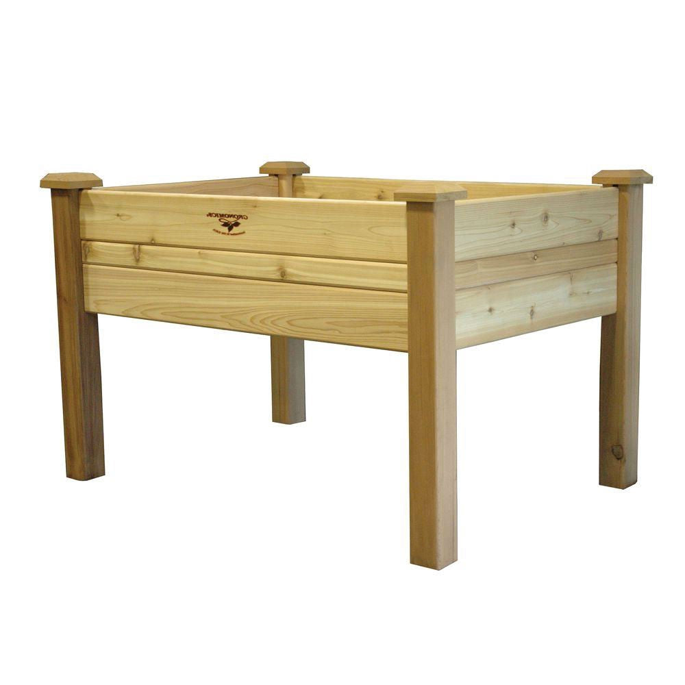 Fast Furnishings Elevated 2Ft x 4-Ft Cedar Wood Raised Garden Bed Planter Box - Unfinished