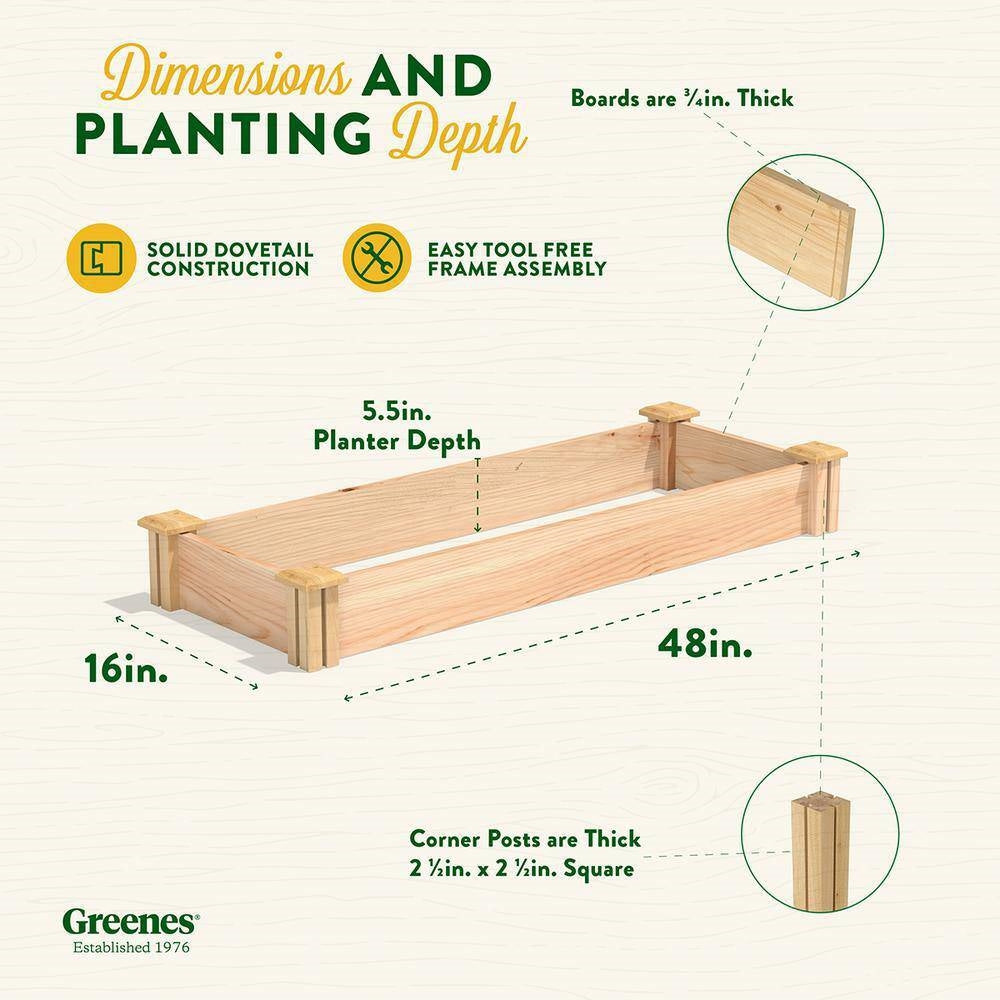 Fast Furnishings Unfinished Cedar Wood Raised Garden Bed Planter 4-ft x 16-inch - Made in USA