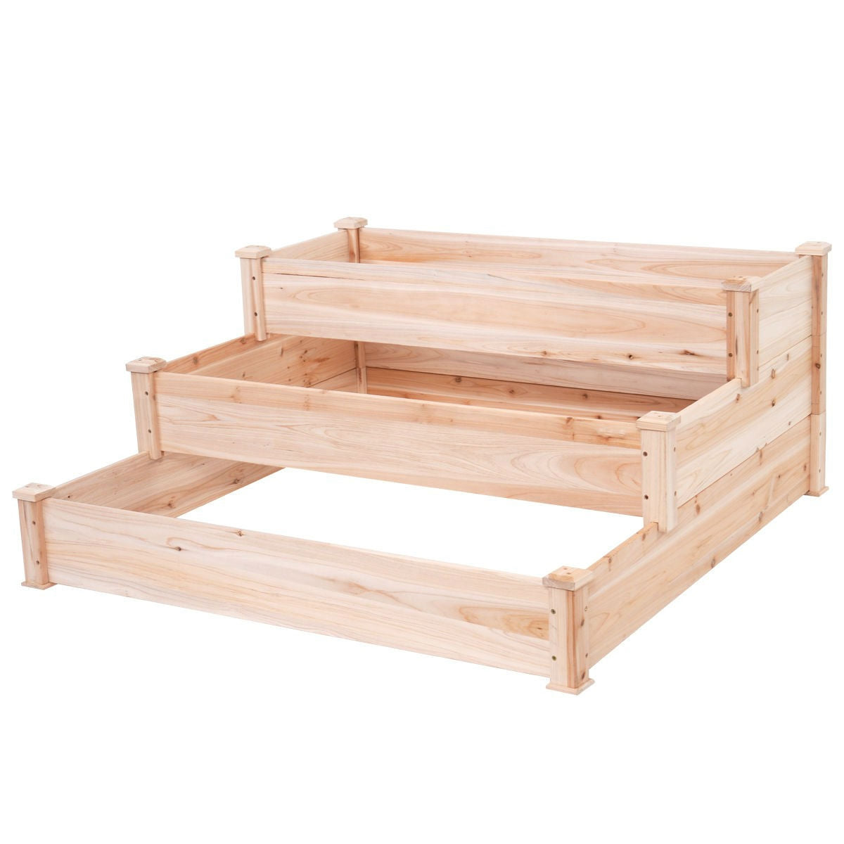 Fast Furnishings Solid Wood 4 Ft x 4 Ft Raised Garden Bed Planter 3-Tier