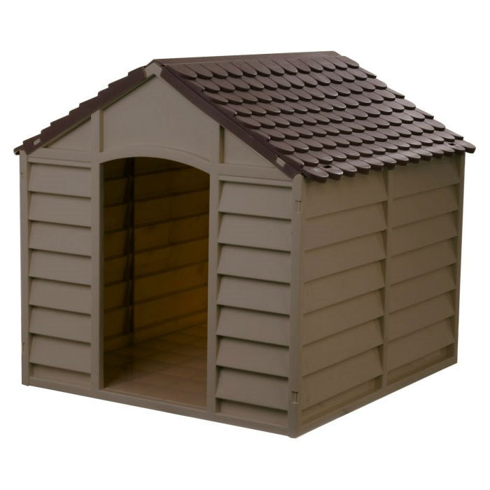 Fast Furnishings Large Heavy Duty Outdoor Waterproof Dog House in Brown Polypropylene