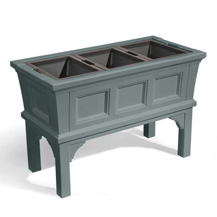 Fast Furnishings Green Rectangular Raised Garden Bed Planter Box with 3 Removeable Trays