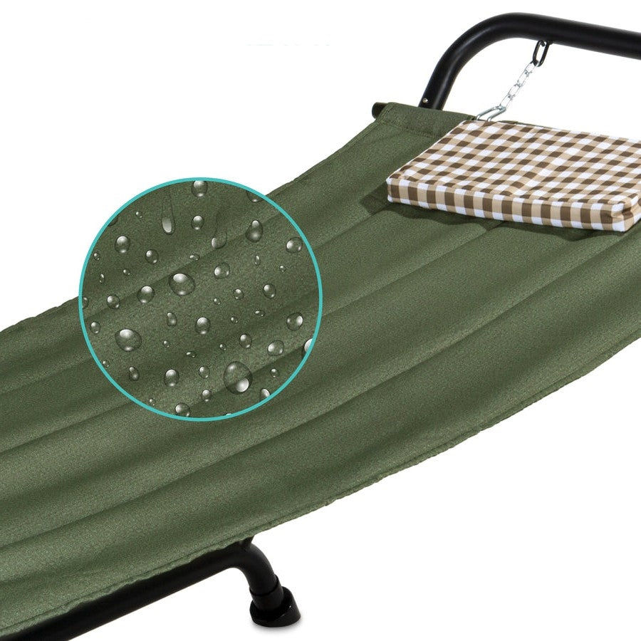 Fast Furnishings Green Waterproof Patio Hammock w/ Stand Pillow Storage Pockets