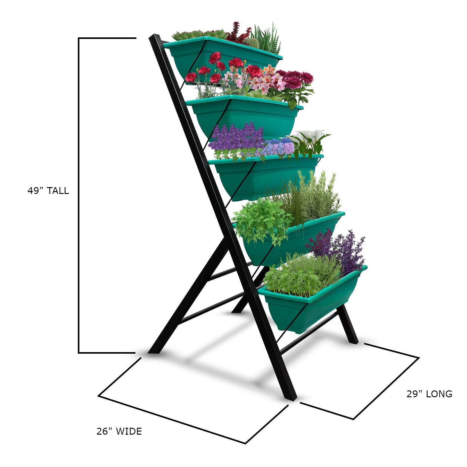 Fast Furnishings 4 FT 5 Tier Green Vertical Garden Indoor/Outdoor Elevated Planter