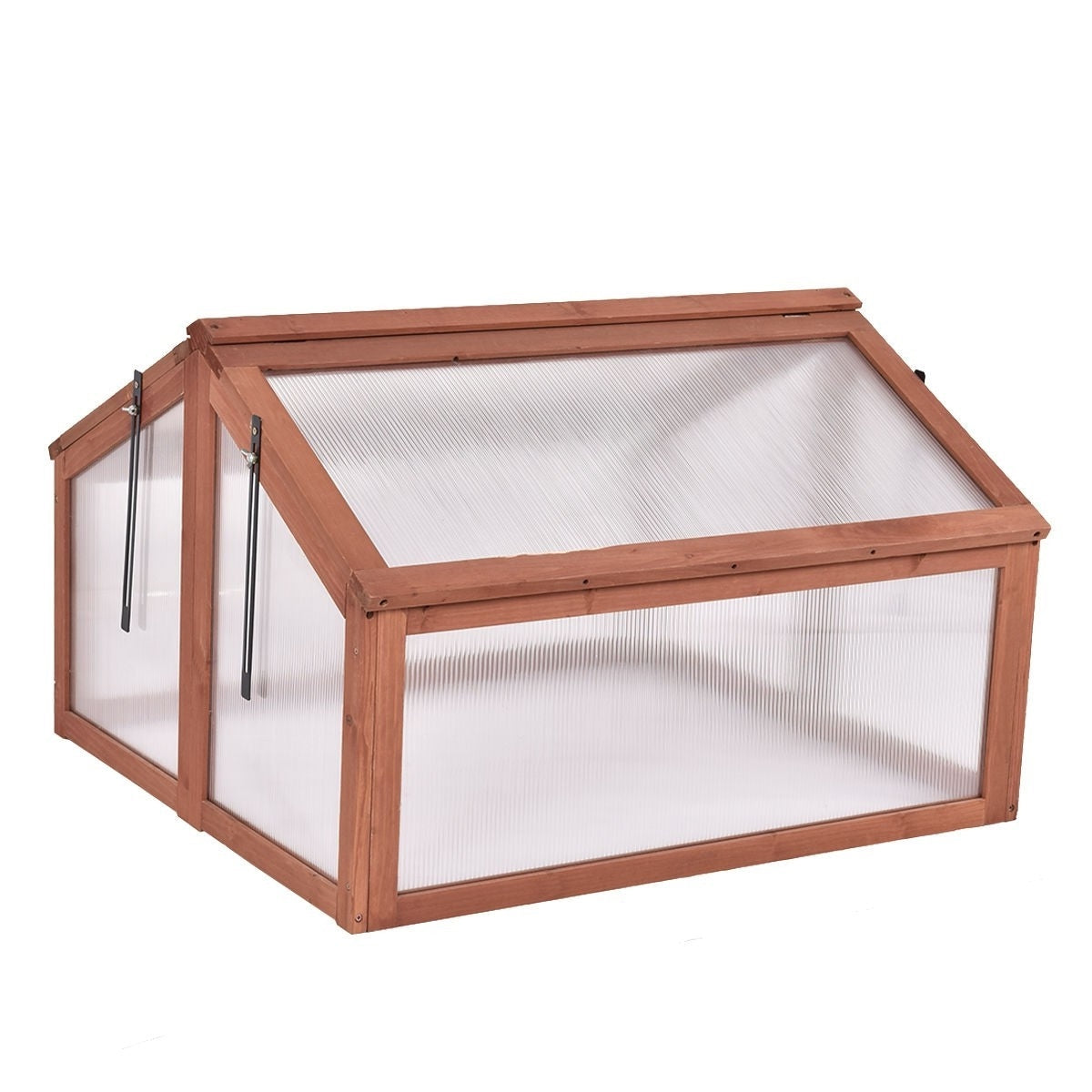 Fast Furnishings Farmhouse Double Box Wooden Small Portable Garden Greenhouse