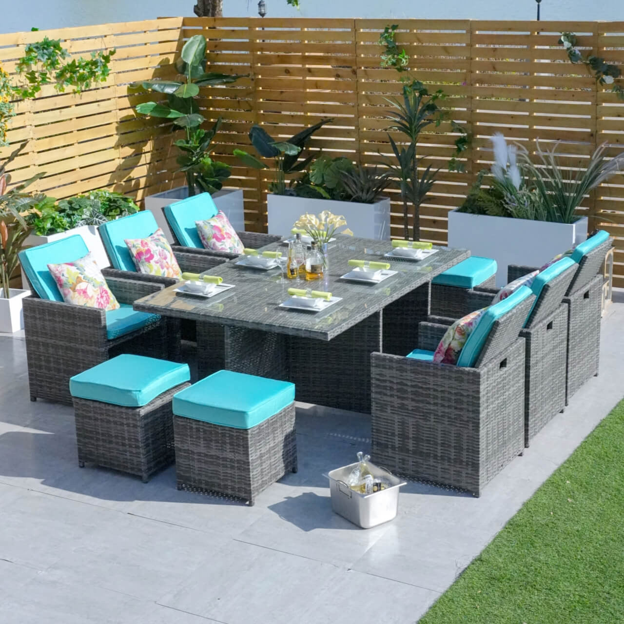 Direct Wicker's Patio Dining Set with 6 Seats, Rectangular Table, and Chairs - PAD-3234