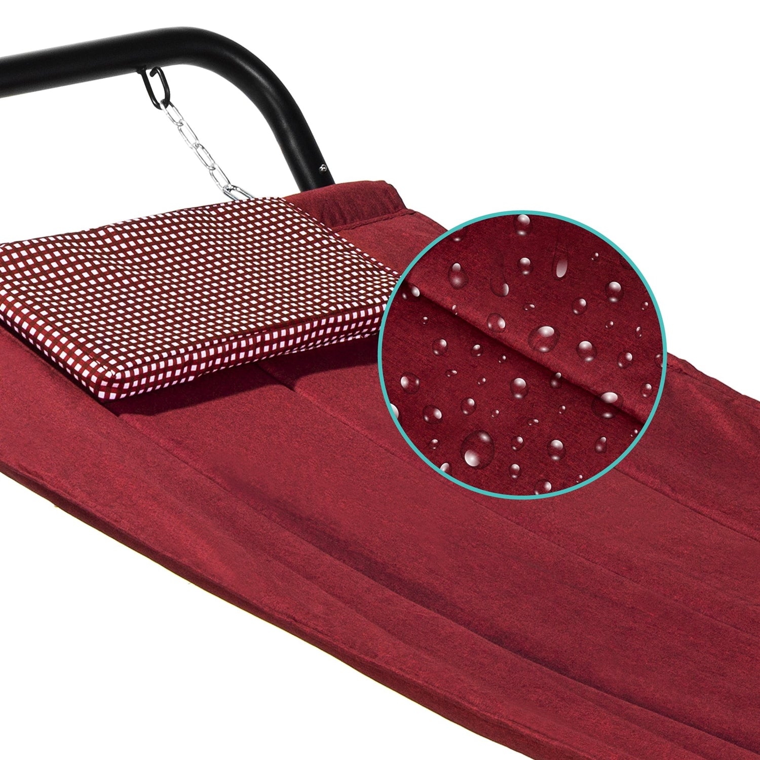 Fast Furnishings Red Waterproof Patio Hammock w/ Stand Pillow Storage Pockets