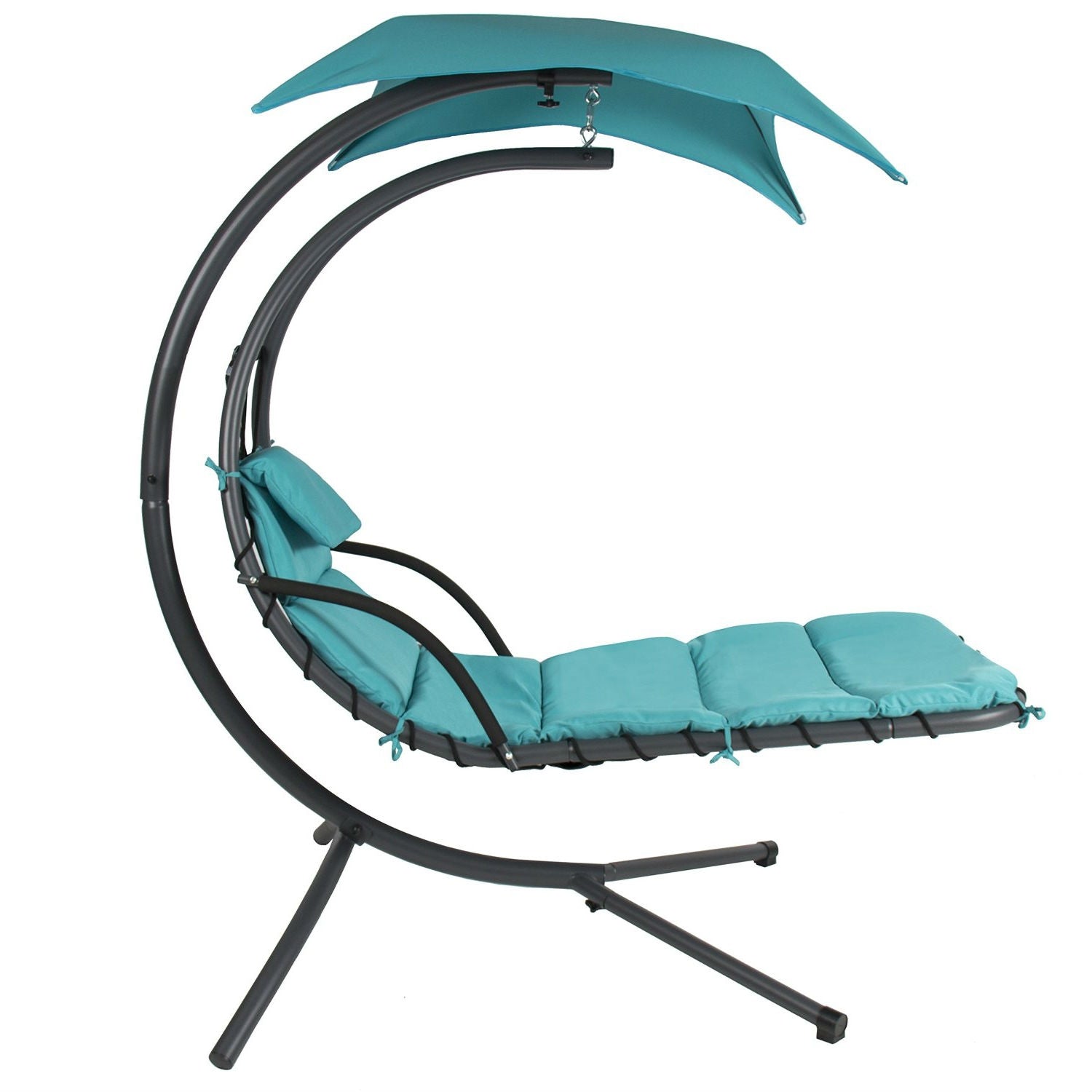 Fast Furnishings Teal Single Person Sturdy Modern Chaise Lounger Hammock Chair Porch Swing