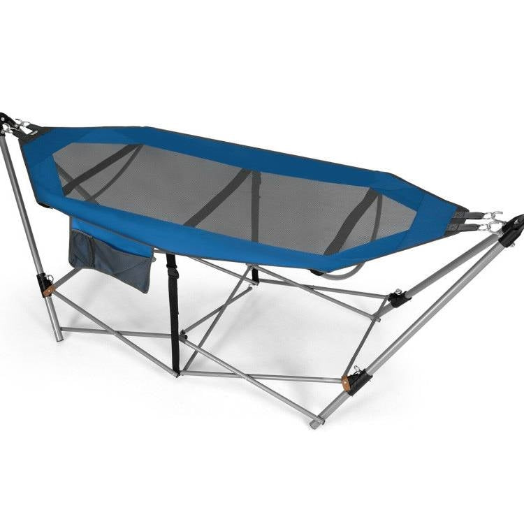 Fast Furnishings Blue Portable Camping Foldable Hammock with Stand and Carry Case