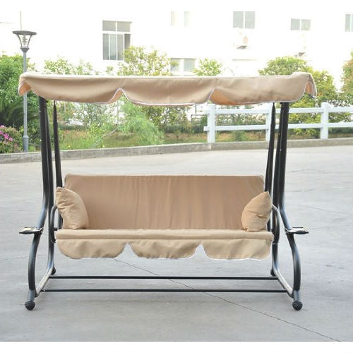 Fast Furnishings Outdoor Canopy Swing Patio Porch Shade Deck Bed in Sand