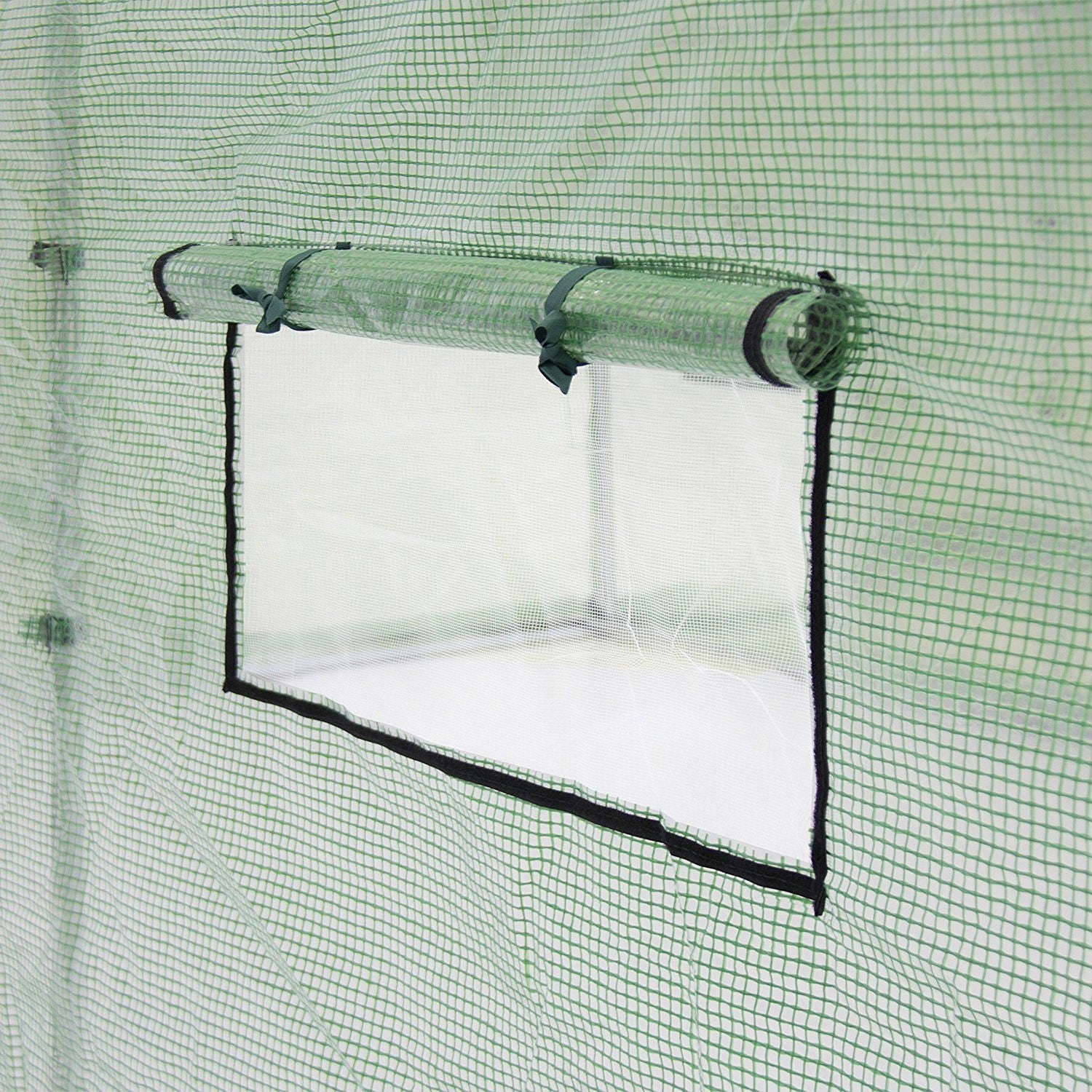 Fast Furnishings Outdoor 7 x 15 Ft Hoop House Greenhouse with Steel Frame and Green PE Cover