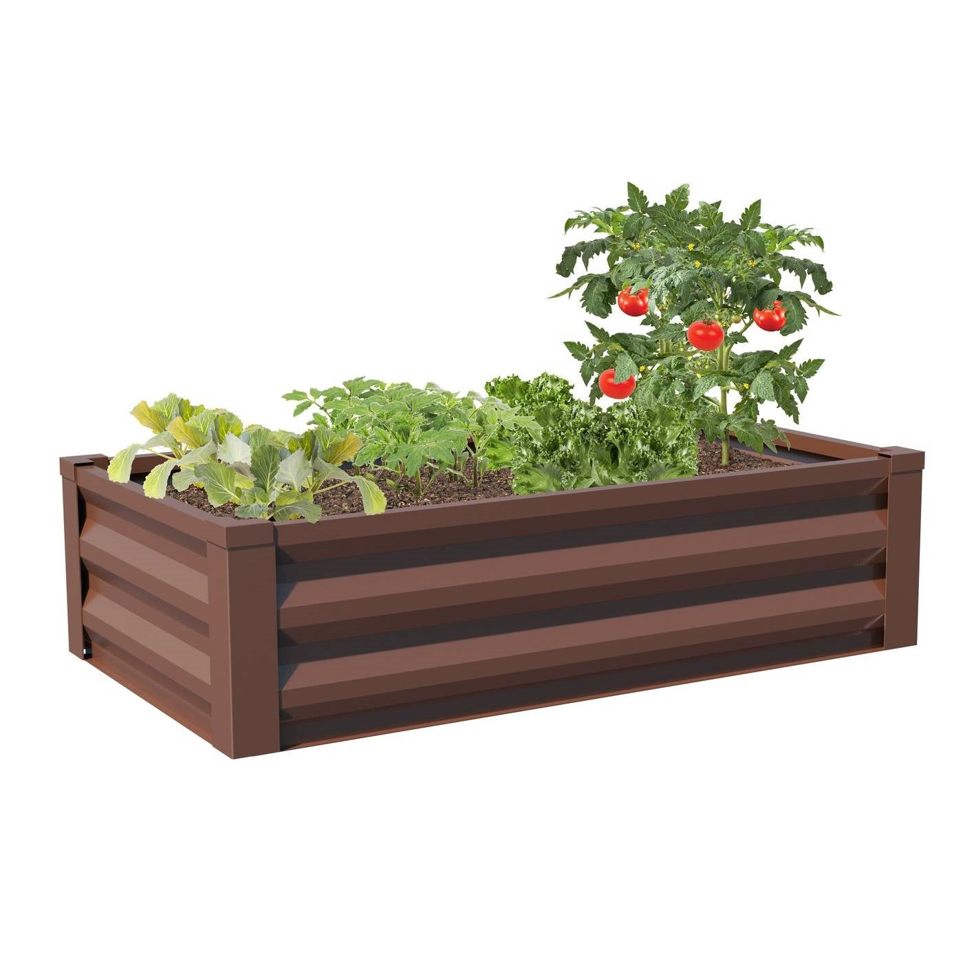 Fast Furnishings Brown Powder Coated Metal Raised Garden Bed Planter Made In USA