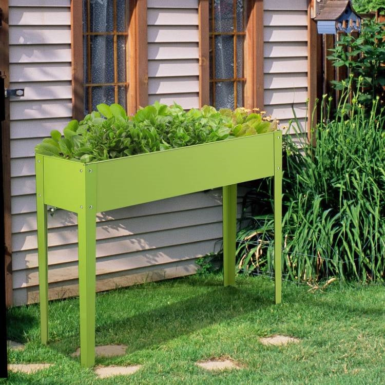 Fast Furnishings Green Heavy Duty Galvanized Steel Outdoor Elevated Raised Garden Planter