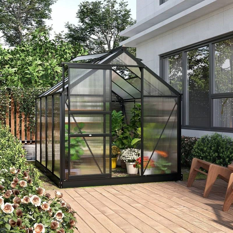 Fast Furnishings 9.8 ft. x 19.5 ft. Outdoor Greenhouse with Steel Frame and White PE Cover