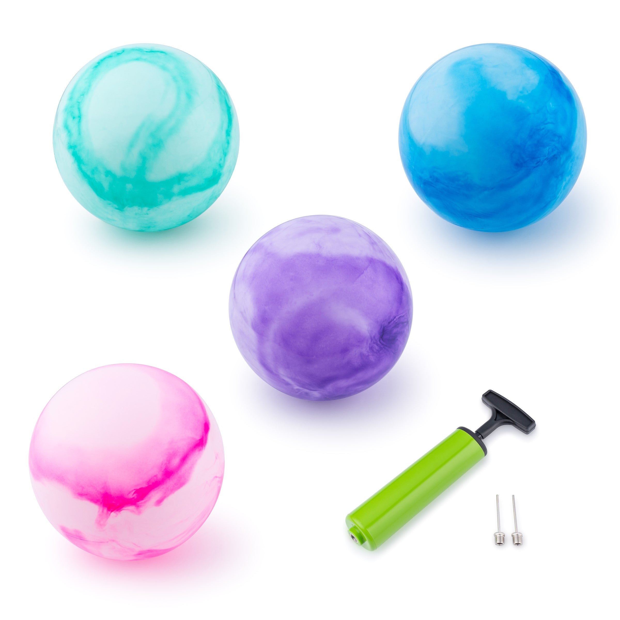 Marbleized Bouncy Balls Set of 4 Plus Pump by New Bounce