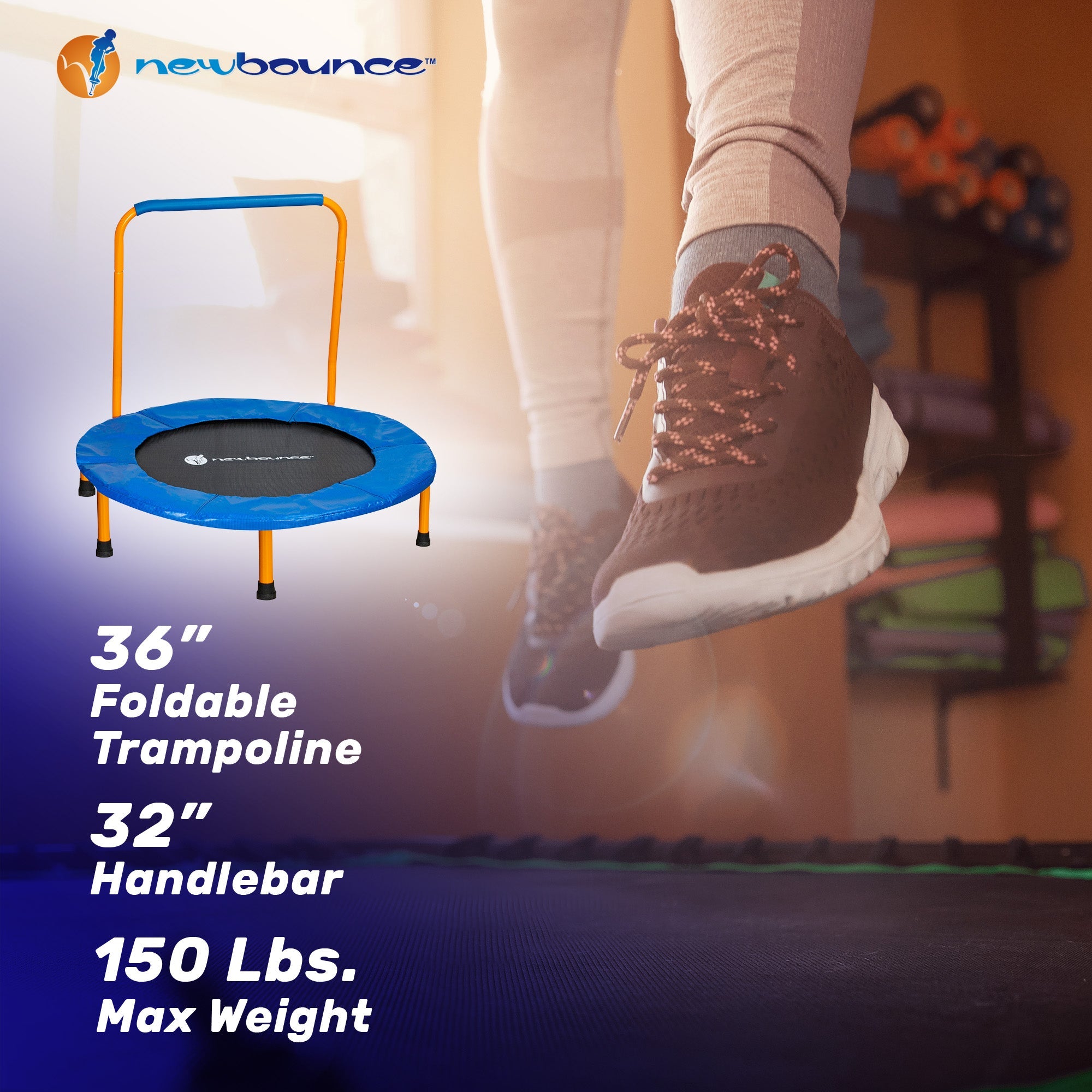 36" Mini Trampoline with Handlebar by New Bounce