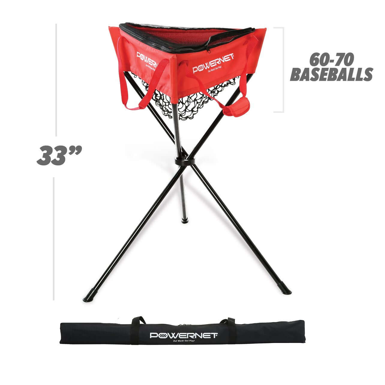 PowerNet Baseball Softball Zippered Removable Ball Caddy for Batting Practice by Jupiter Gear