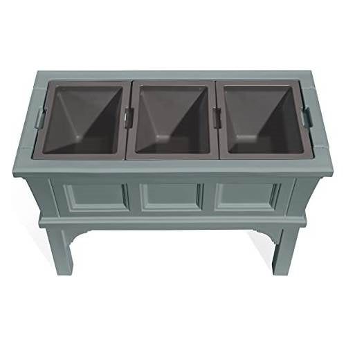 Fast Furnishings Green Rectangular Raised Garden Bed Planter Box with 3 Removeable Trays