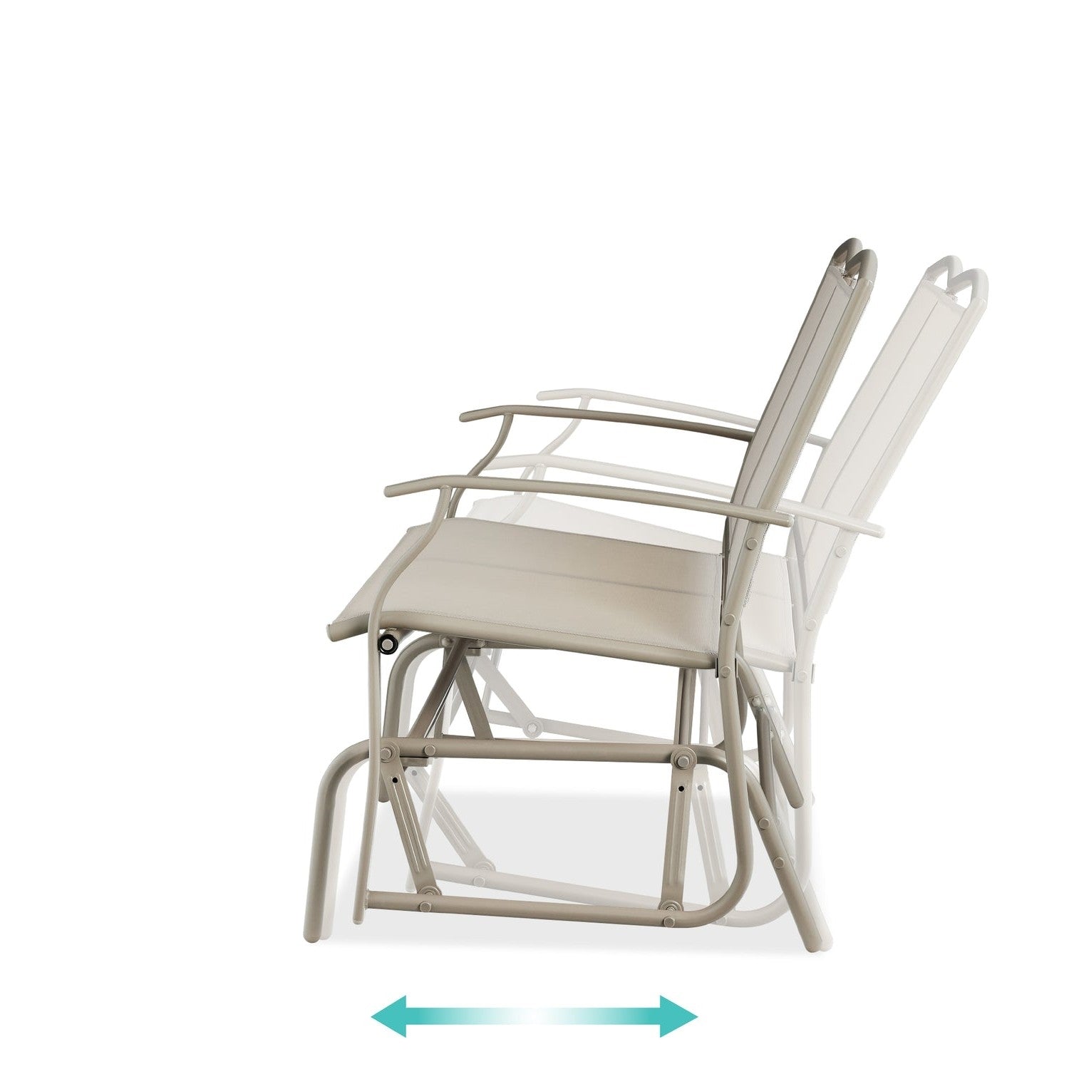 Fast Furnishings 2 Seat Mesh Patio Loveseat Swing Glider Rocker with Armrests in Taupe (Copy)