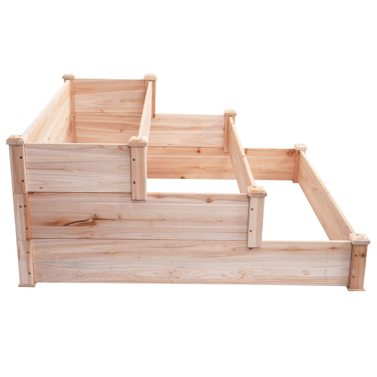 Fast Furnishings Solid Wood 4 Ft x 4 Ft Raised Garden Bed Planter 3-Tier