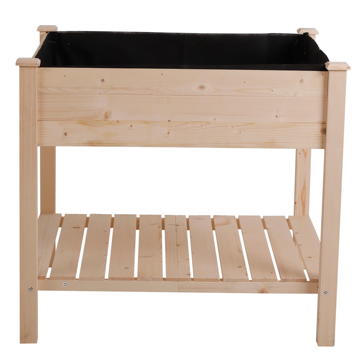 Fast Furnishings FarmHome Square Fir Wooden Raised Garden Planter Box