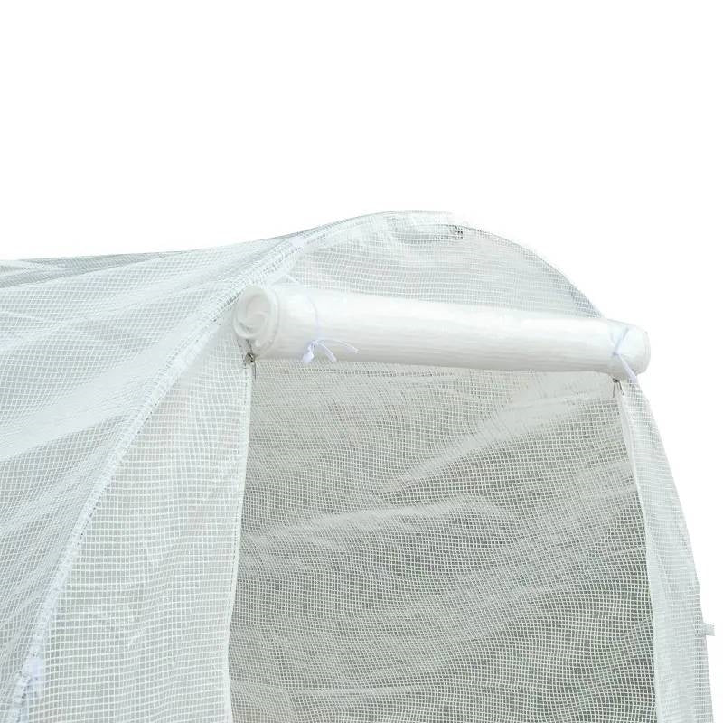 Fast Furnishings 14.7 Ft x 6.5 Ft Outdoor Greenhouse w/ Heavy Duty Steel Frame and White PE Cover