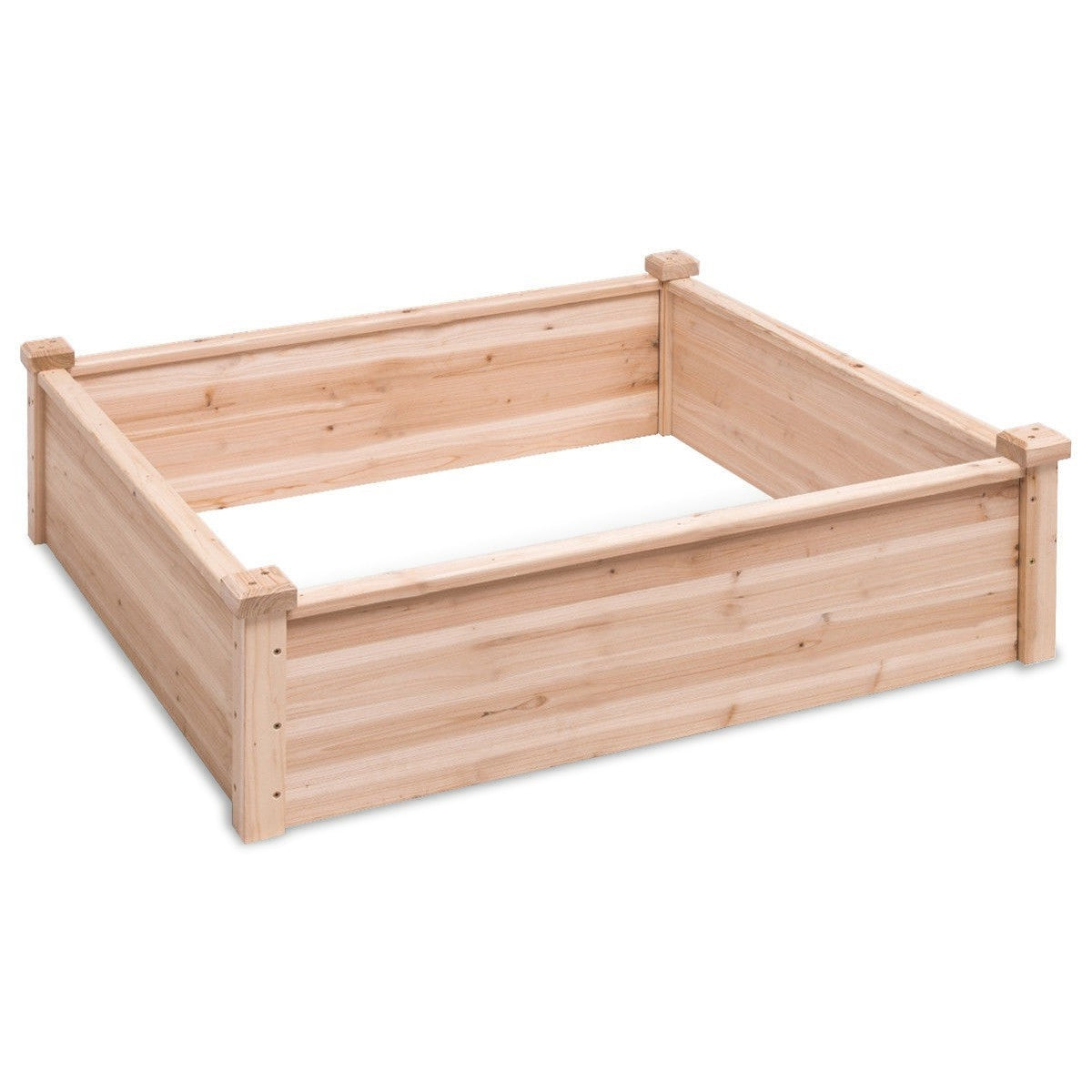 Fast Furnishings Solid Fir Wood 3.3 ft x 3.3 ft Raised Garden Bed Planter Box