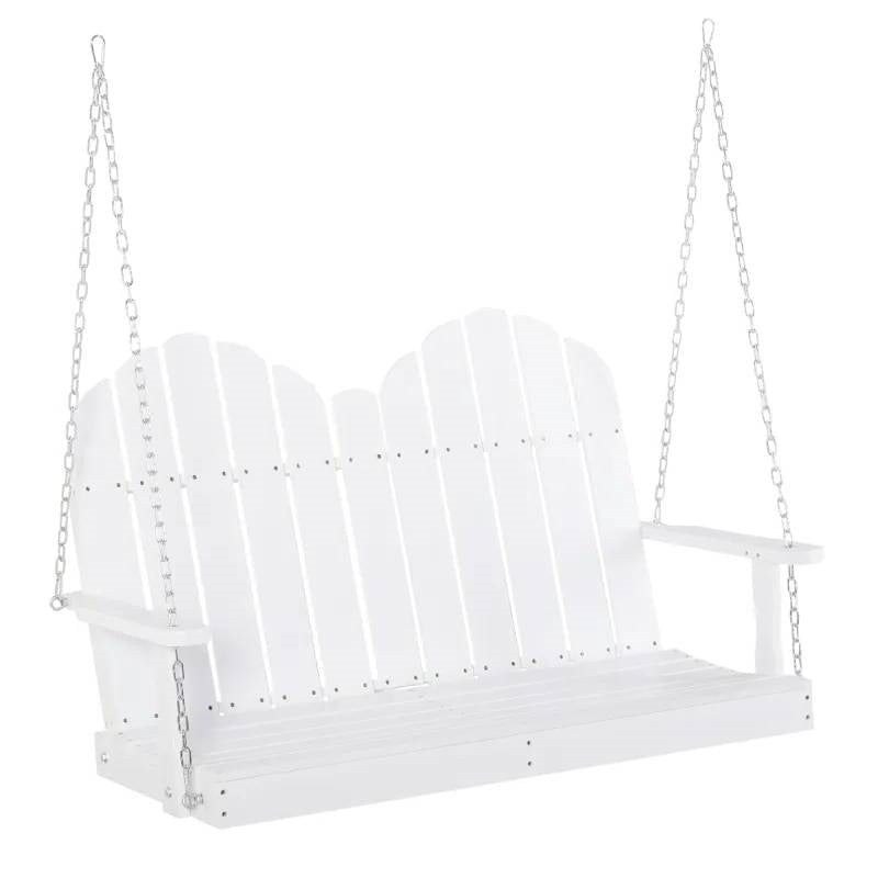 Fast Furnishings White Solid Wood 2-Seater Hanging Patio Porch Swing