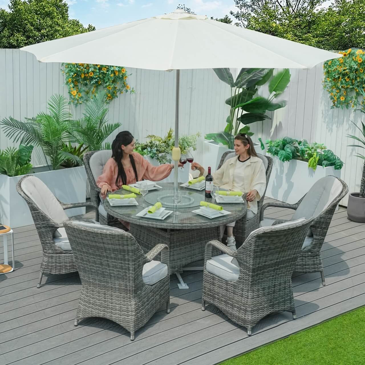 Direct Wicker Patio 5-Piece Aluminum and Wicker Dining Set with Square Table