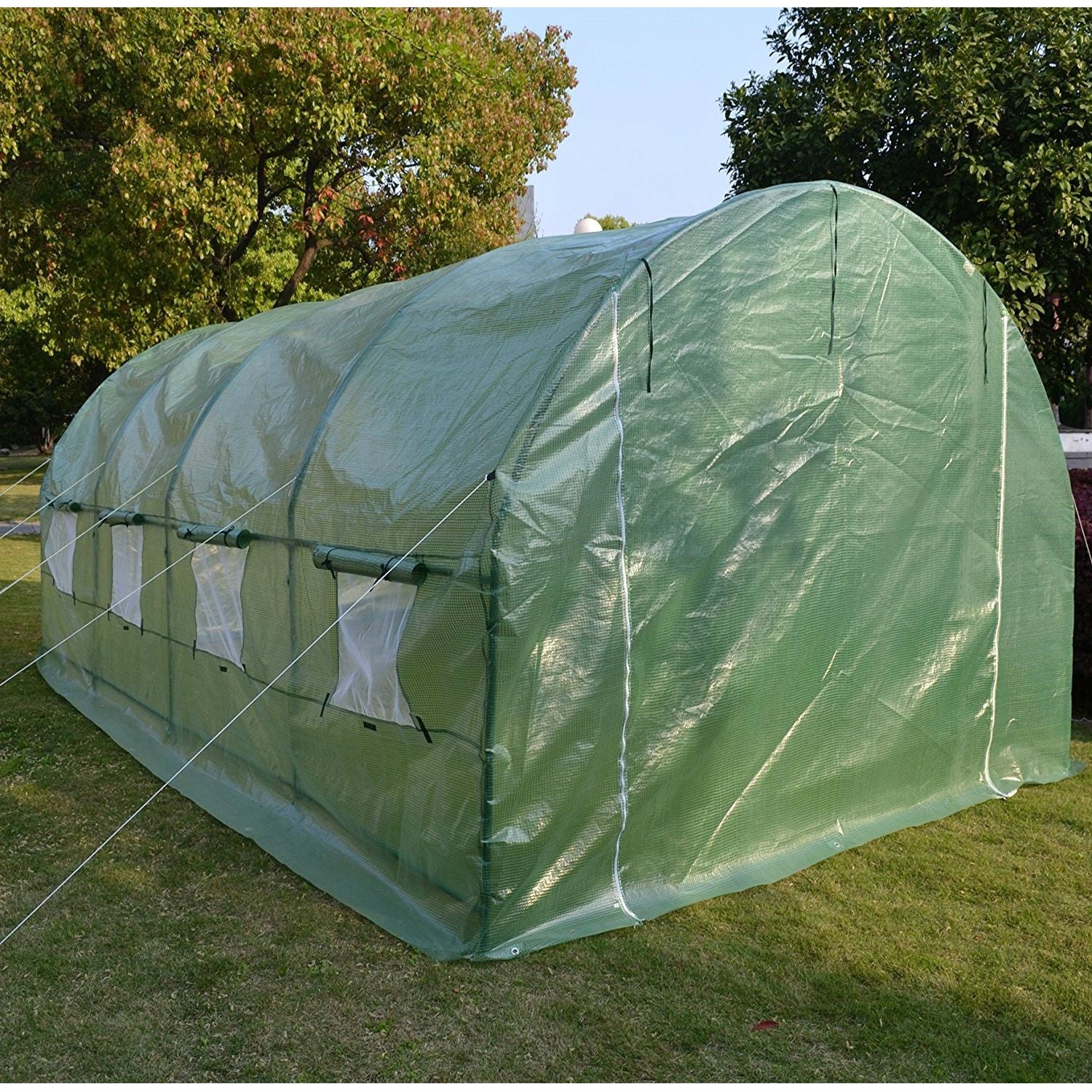 Fast Furnishings Large 10 x 20 Ft Garden Greenhouse Kit with Green PE Cover