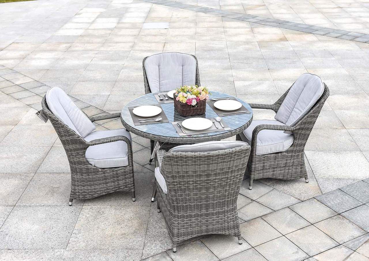 Direct Wicker 5-Piece Patio Rattan Dining Set with Round Table