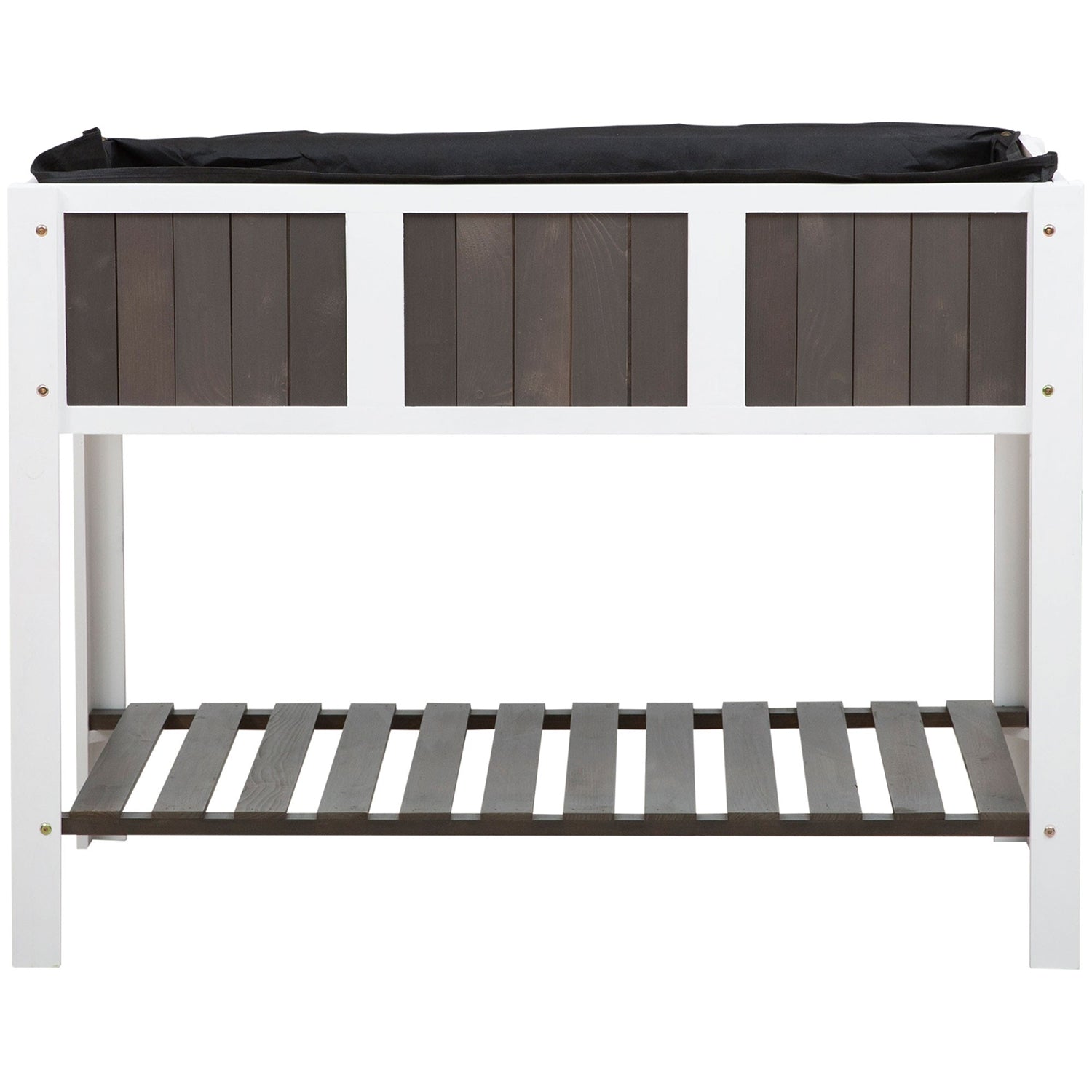 Fast Furnishings White Wooden 2 Level Elevated Raised Garden Planter Bed