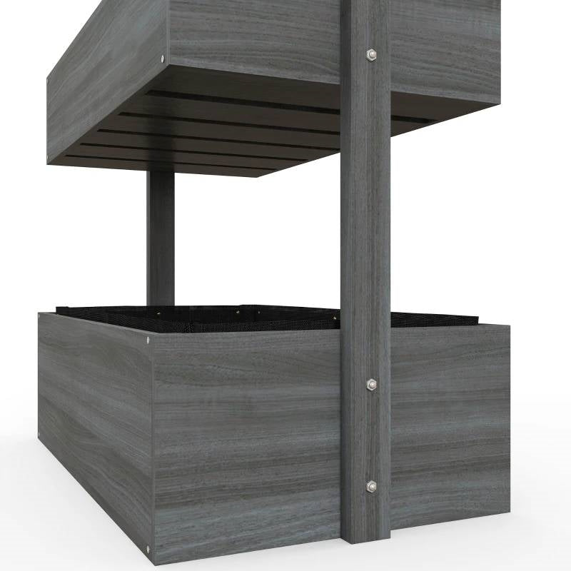 Fast Furnishings 4 Tier Vertical Wooden Planter Box Raised Bed Grey